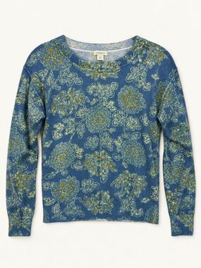 Sundance Floral Print Women’s Sweater Size XS Blue Green Artsy Long Sleeve